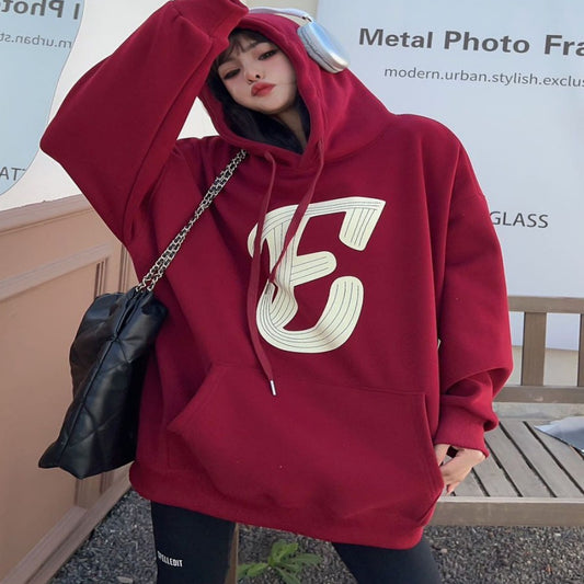 Padded Top Mid-length Velvet Padded Hooded Sweatshirt