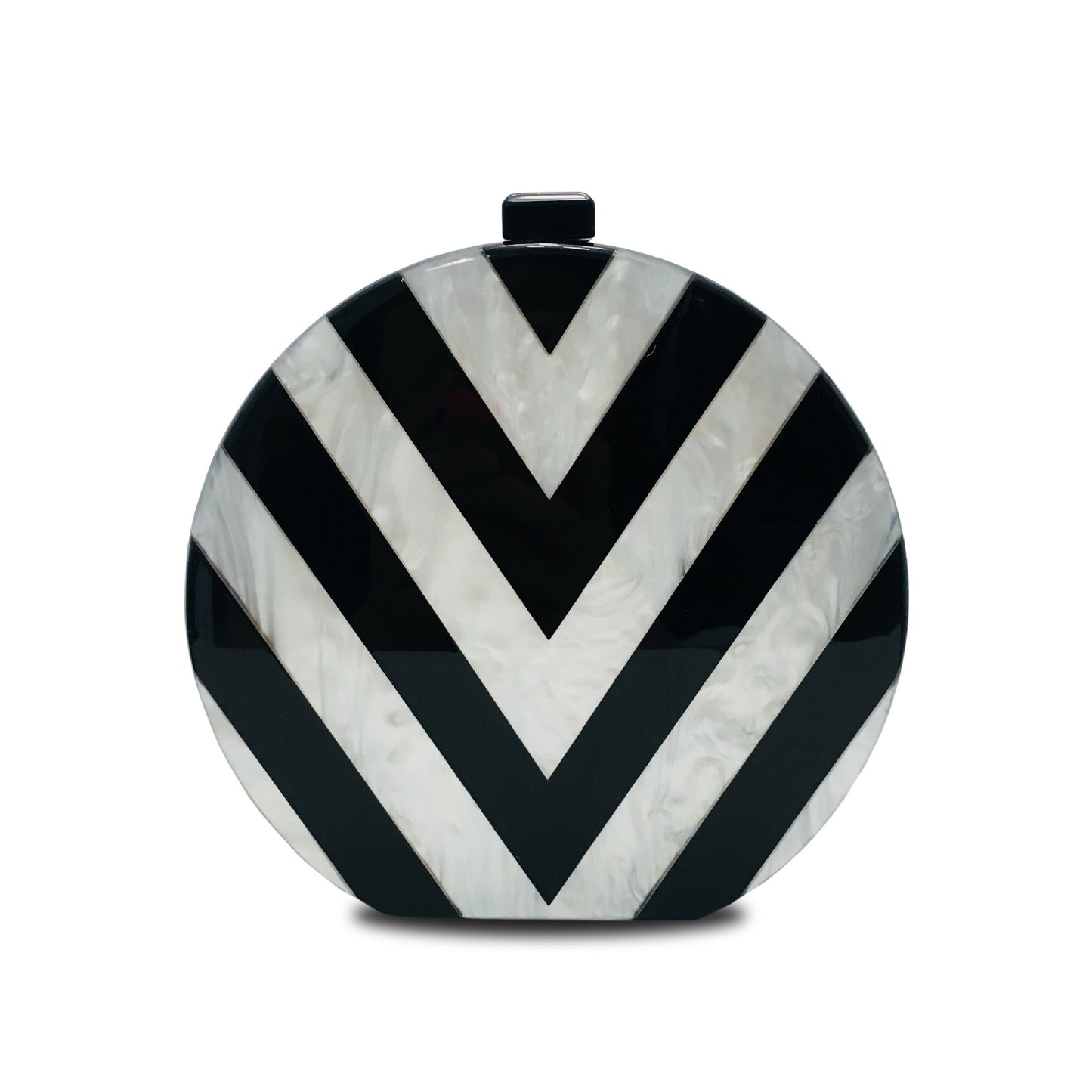 Black And White Geometric Stitching Acrylic Clutch