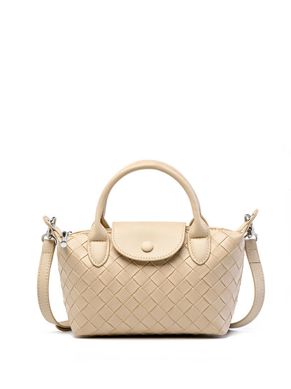 Fashion Cattlehide Leather Woven Leather Handbag