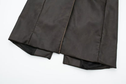 Autumn Leather Effect Belt Coat