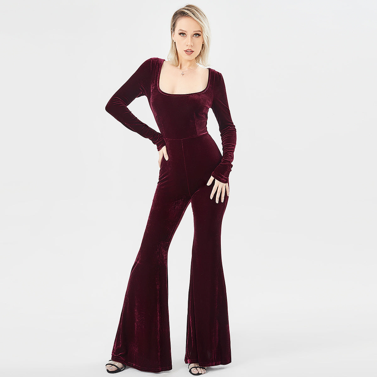 Women's Long Sleeve Velvet Fashion Jumpsuit