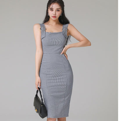 Women's Slim Fit Waist Trimming Spaghetti Straps Slim Fit Dress