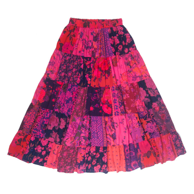 Bohemian Style Printing Skirt Vacation Style