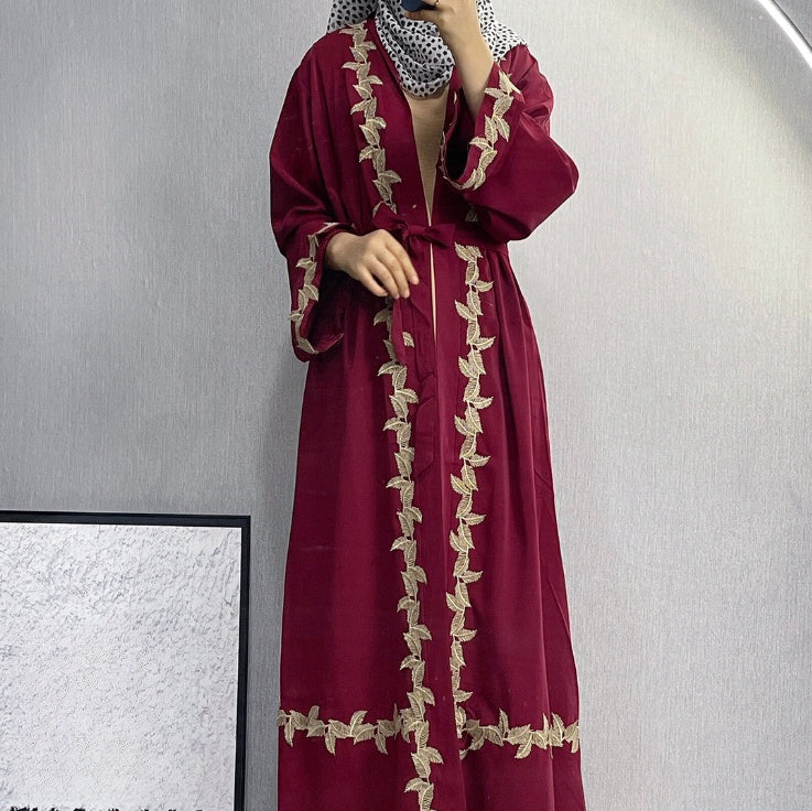 Robe longue pour femmes, robe Cardigan en dentelle brodée de dubaï