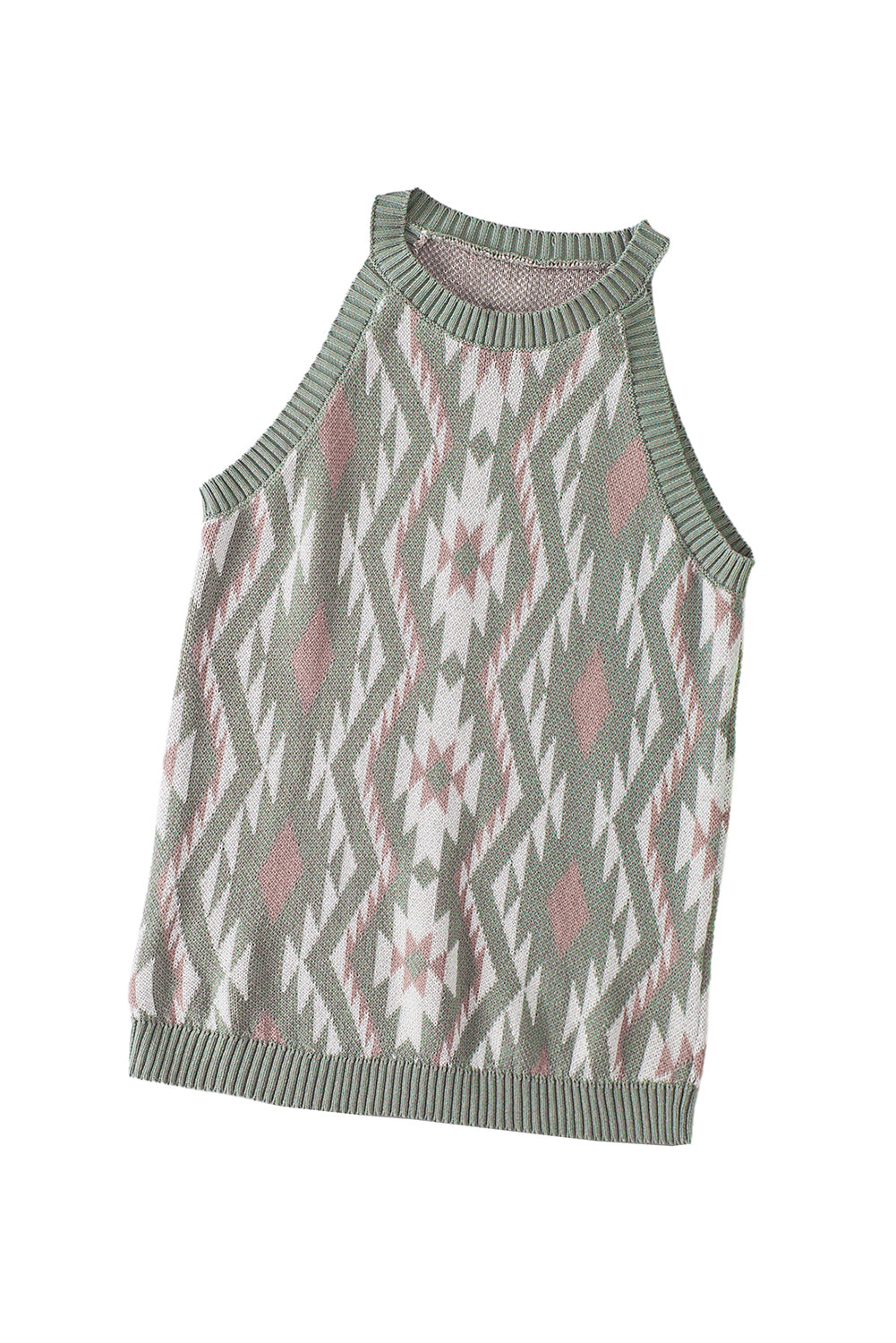 Laurel Green Western Tribal Aztec Pattern Knit Sweater Tank