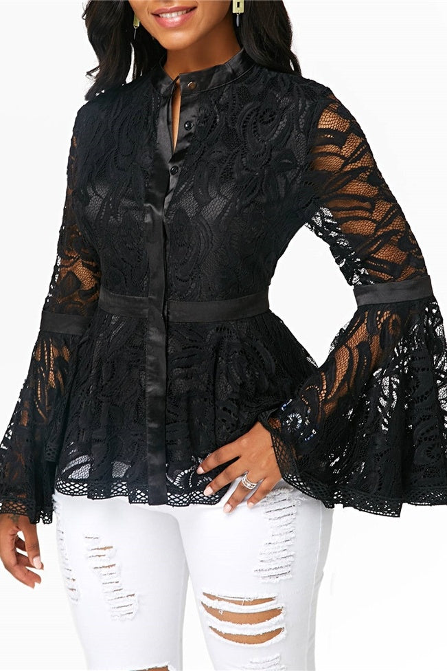 Blusa de encaje para mujer Tops Ropa casual para dama