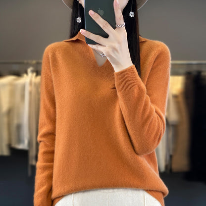 Pure Wool Idle Style Knitted Bottoming Shirt High-grade Top