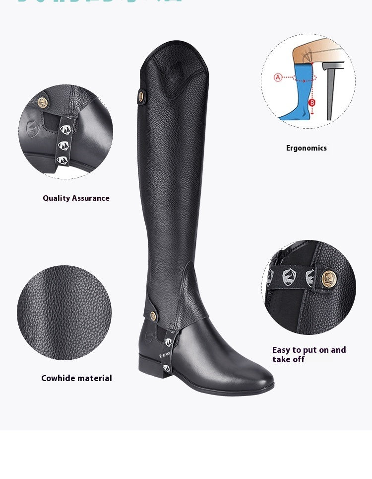 Cowhide Equestrian Chaps Boots Protective Gear