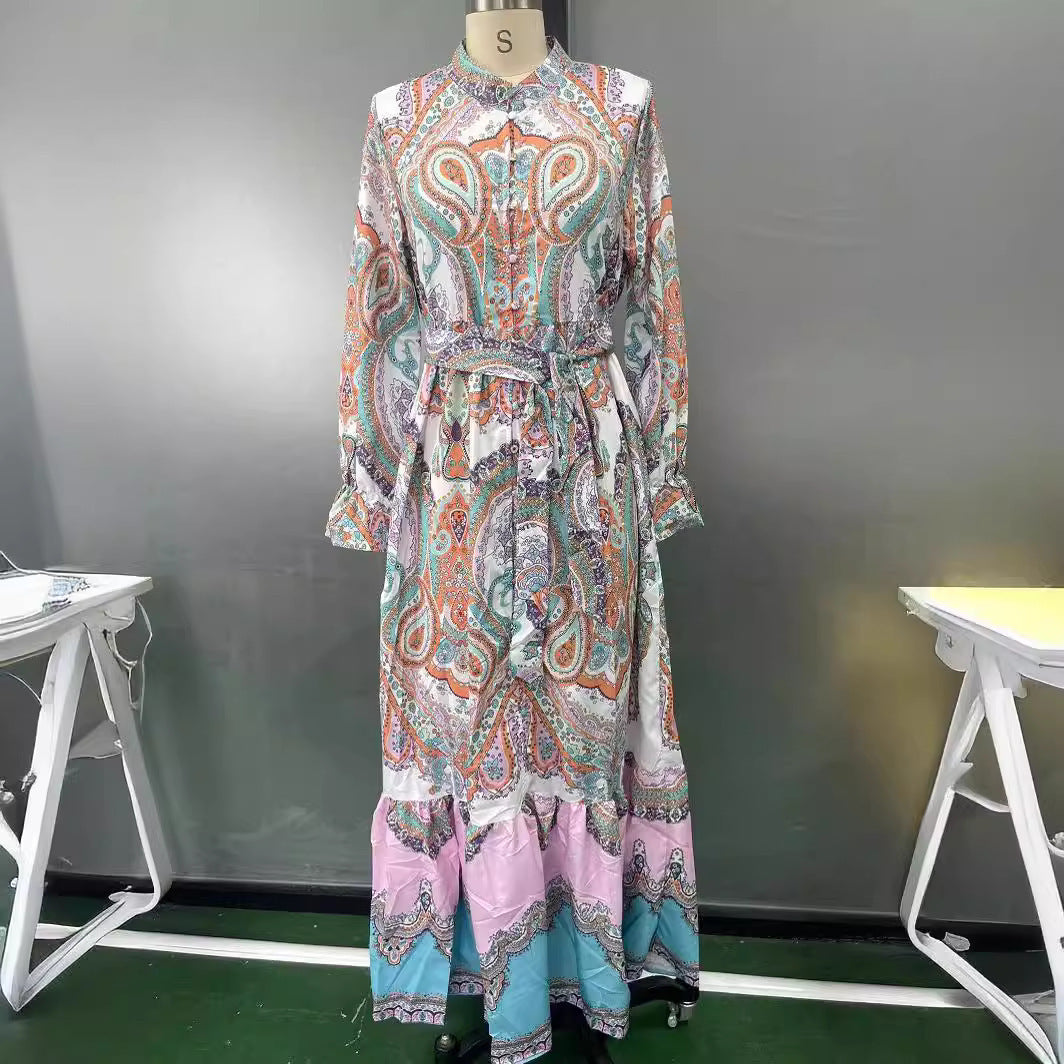 Vestido elegante estampado con un solo pecho y cintura ajustada para mujer