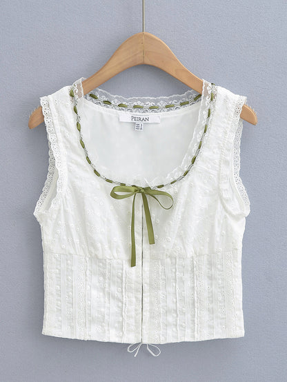 Vintage Lace Lace Up Camisole Girl