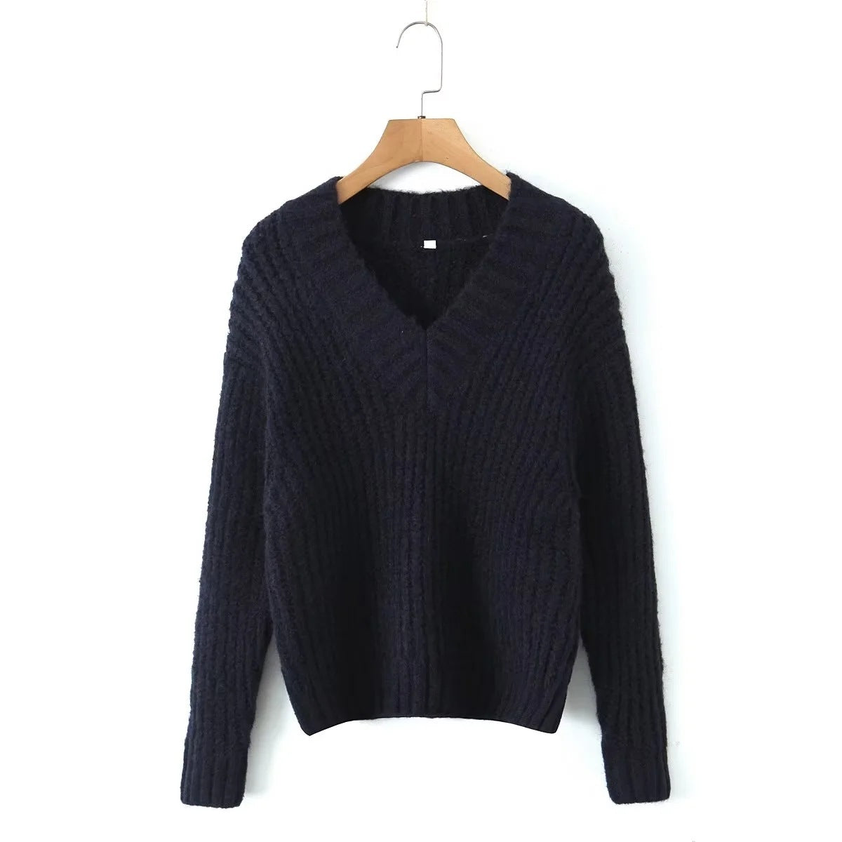 Pull à manches longues et col en v pour femme, couleur unie, tout-en-un, Simple