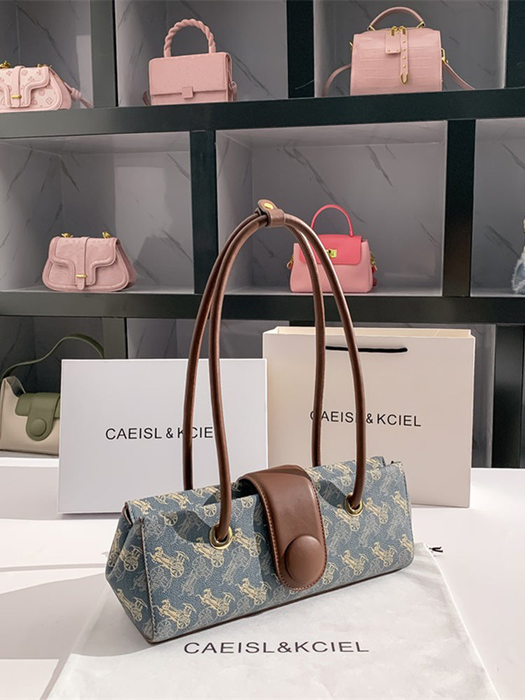 Bolso de hombro para mujer con diseño de tranvía tirado por caballos de Niche, estilo francés