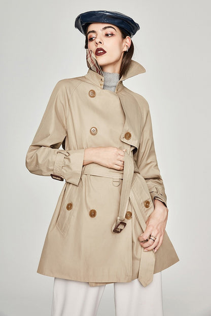 Gabardina de mujer de longitud media estilo coreano primavera y otoño