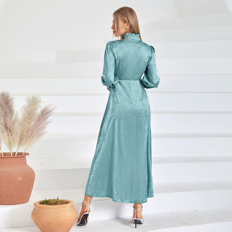 Robe longue décontractée à col roulé, mode automne