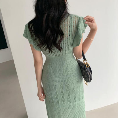 Women's Short-sleeved Knitted Dress Long Skirt