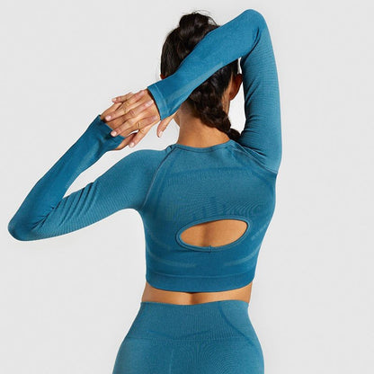 Seamless movement leak tight belly shirt long sleeve