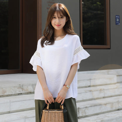 Korean style wild ins decorative cotton top