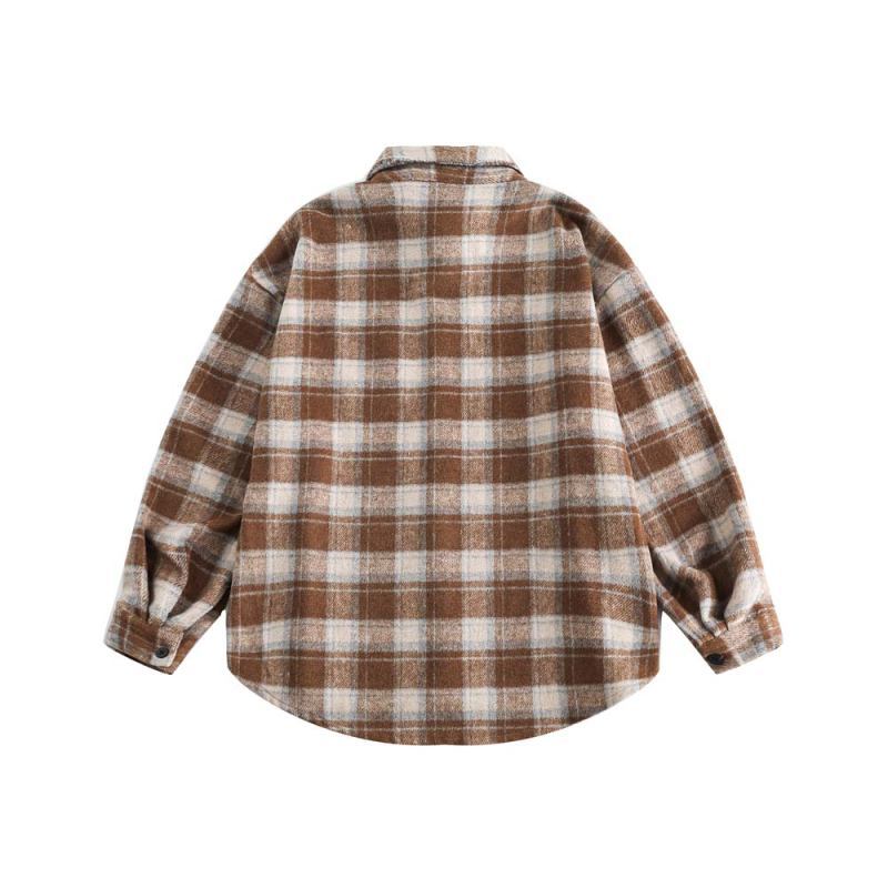 Camisa a cuadros retro de invierno estilo universitario para niños y niñas