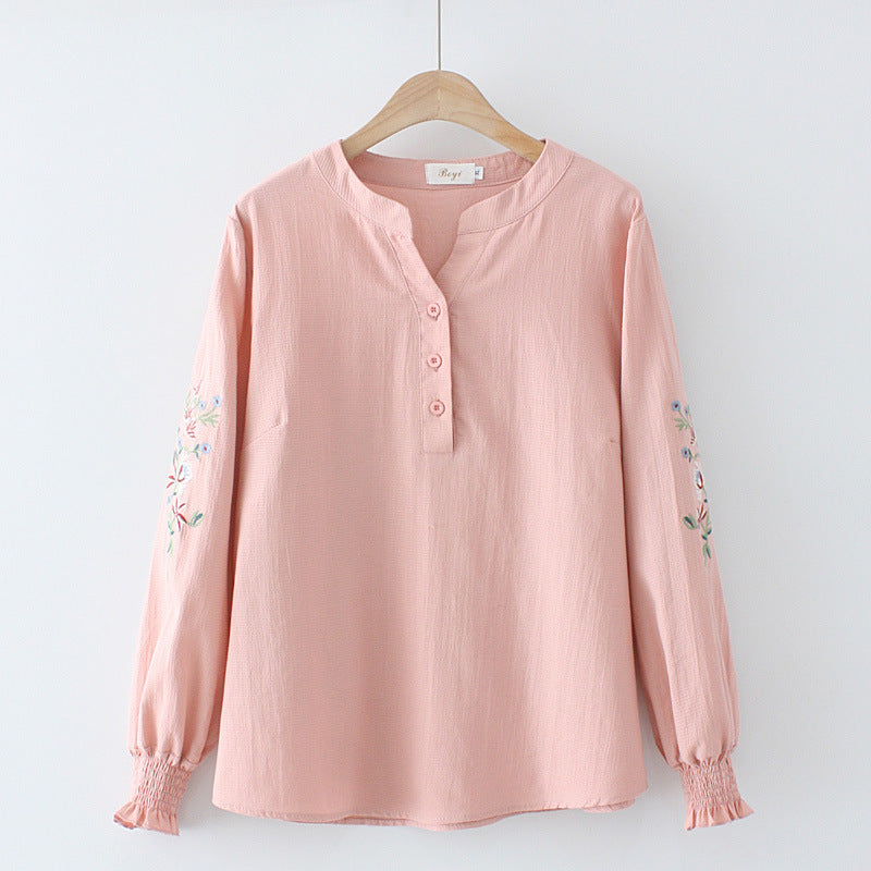 Early Spring New Casual Slim Embroidered Pullover Shirt