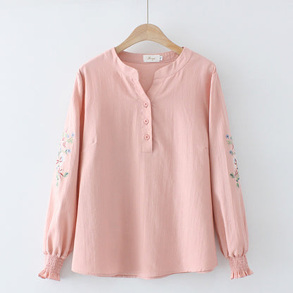 Early Spring New Casual Slim Embroidered Pullover Shirt