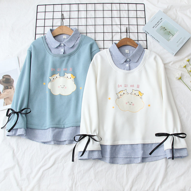 Chat nuage plus pull polaire