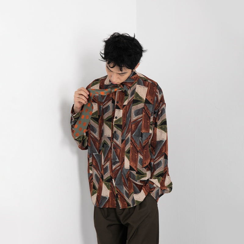 Long Sleeve Floral Shirt With Brown Background