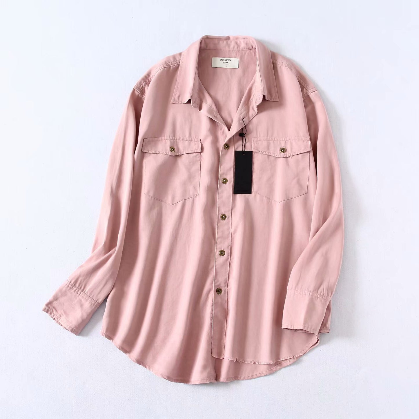 Loose lapel button long sleeve shirt women