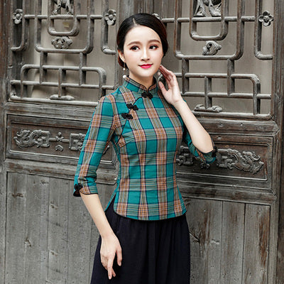 Traje Tang retro de celosía mejorado estilo República de China