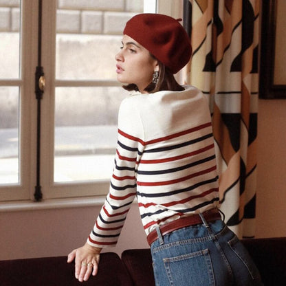 Red, White and Blue Striped Long Sleeve T-Shirt