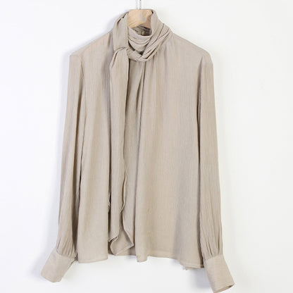 Round Neck Versatile Bottoming Shirt + Neck Scarf