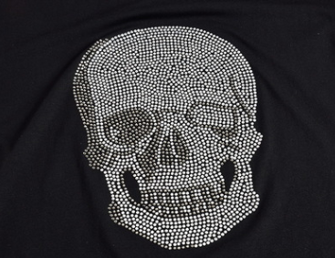 Shinning Skull T-Shirt Black Cotton Short Sleeve