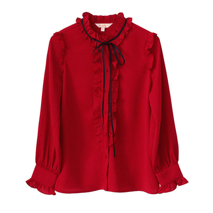 Chemise en mousseline à manches longues chemise rouge