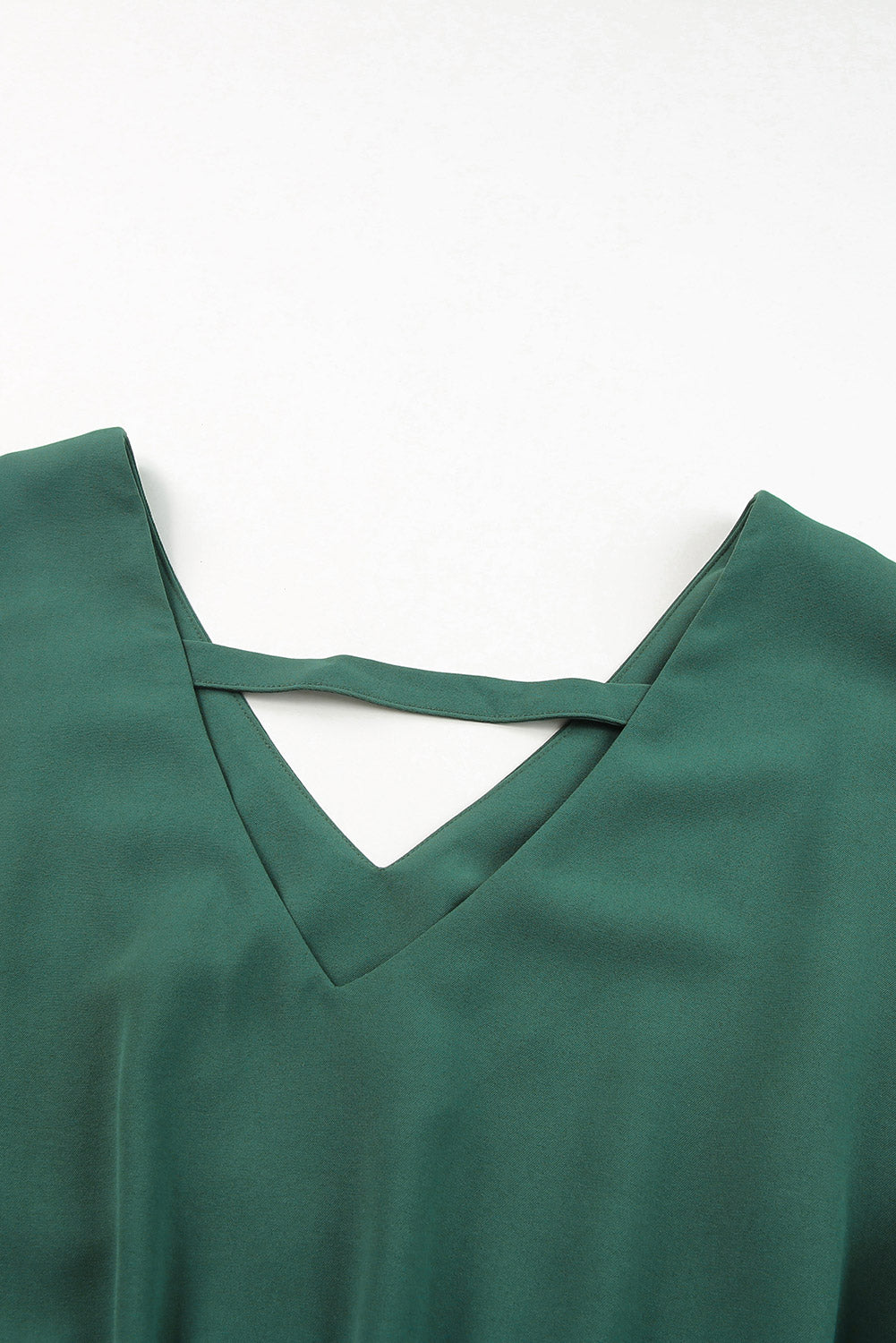 Mini vestido color sólido con volantes cuello en V cintura alta verde