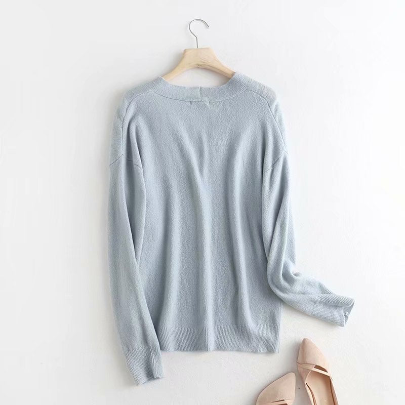 V-neck mohair sweater