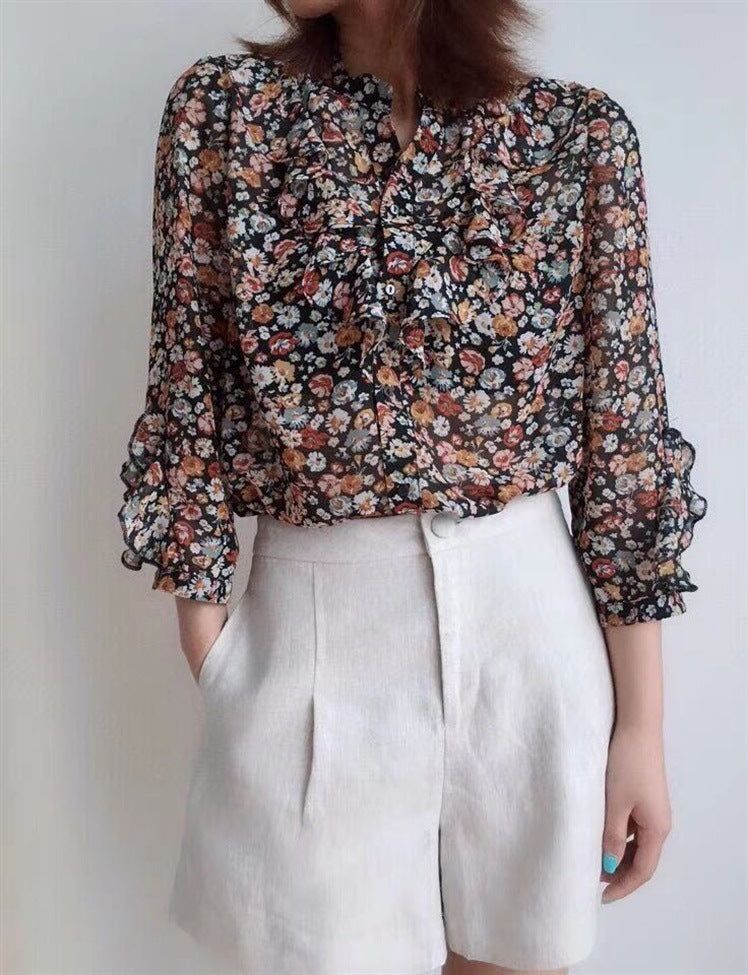 Chemise en mousseline à fleurs