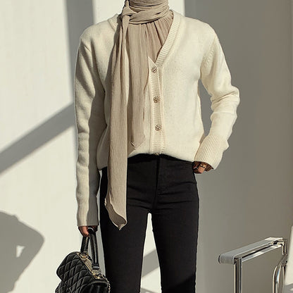 Round Neck Versatile Bottoming Shirt + Neck Scarf