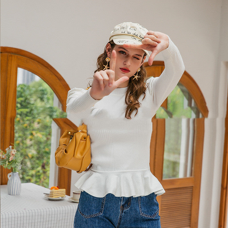 Solid Ruffle fit casual T-shirt