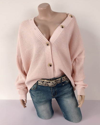 Single-row button cardigan sweater