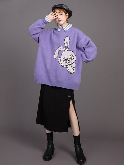 Pull jacquard dessin animé femme