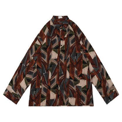 Long Sleeve Floral Shirt With Brown Background