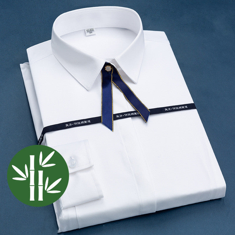 Bamboo fiber non-iron white shirt