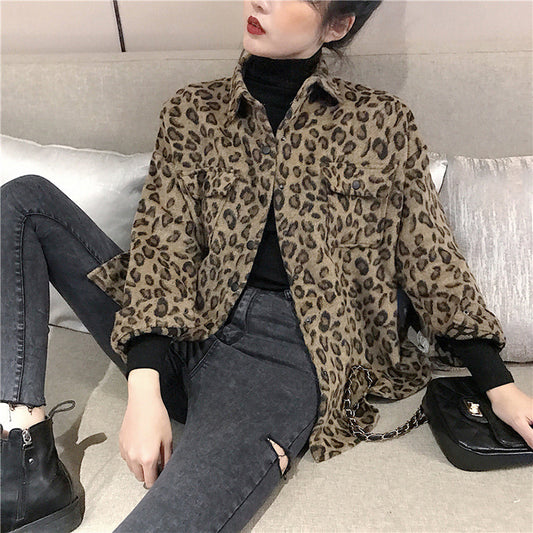 Loose leopard print shirt