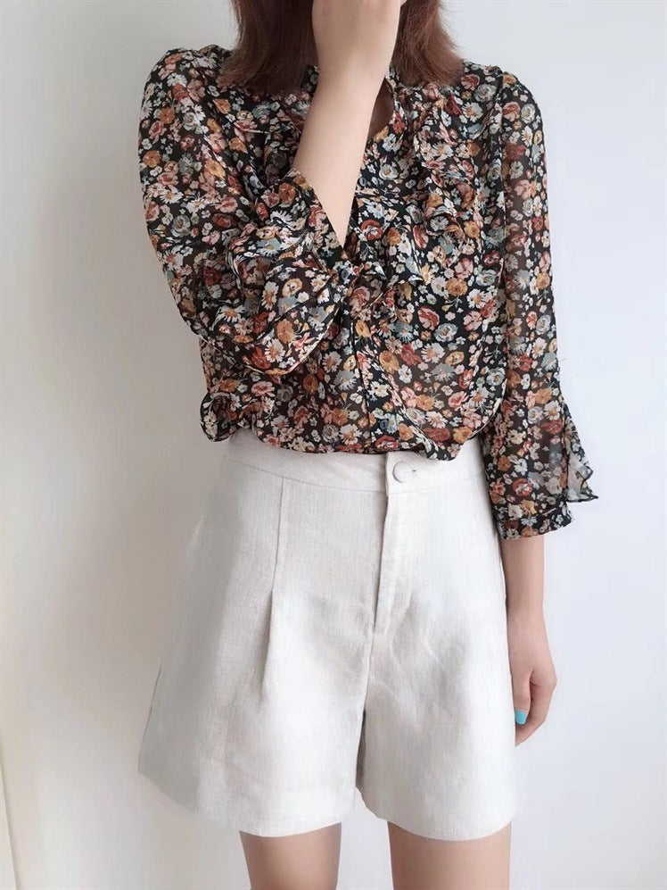 Camisa de gasa floral