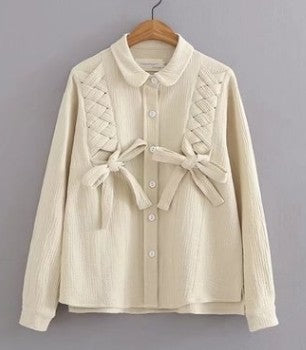 White Cotton Cross Bow Shirt