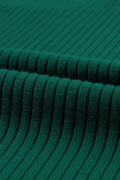 Robe pull à manches courtes en tricot côtelé avec poche plaquée vert noirâtre