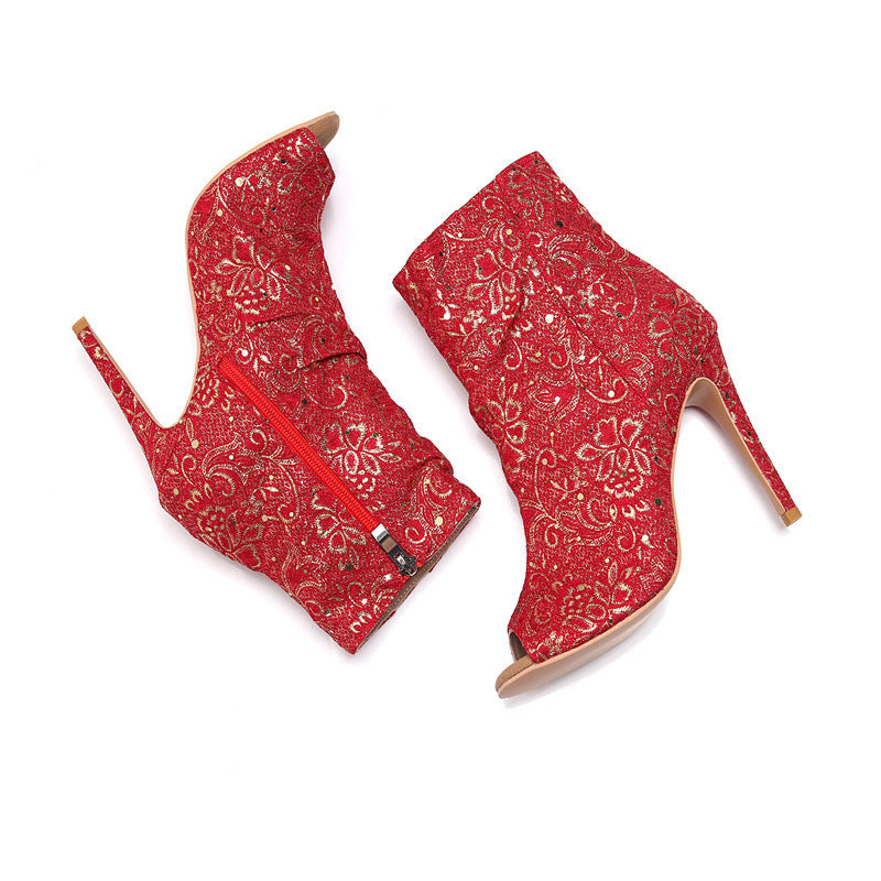 Tacones altos de baile latino de verano Red Hollow