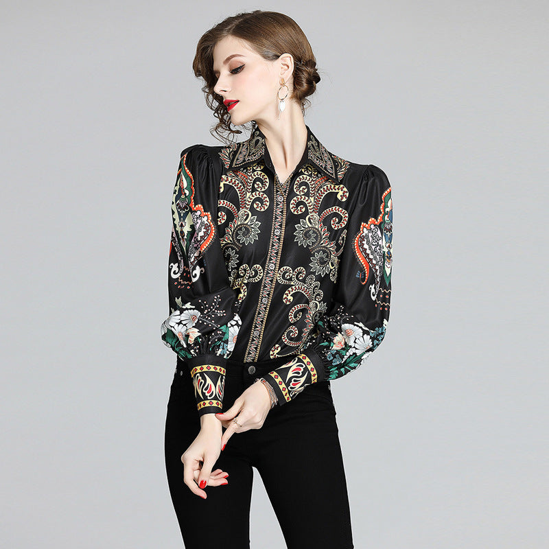 Ladies Long Sleeve Printed Shirt