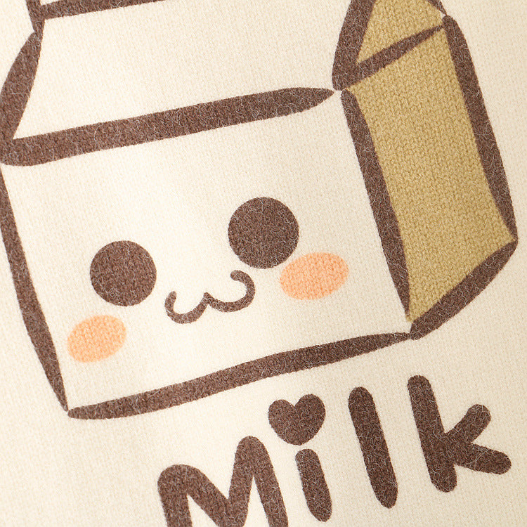 Pull en carton de lait de dessin animé