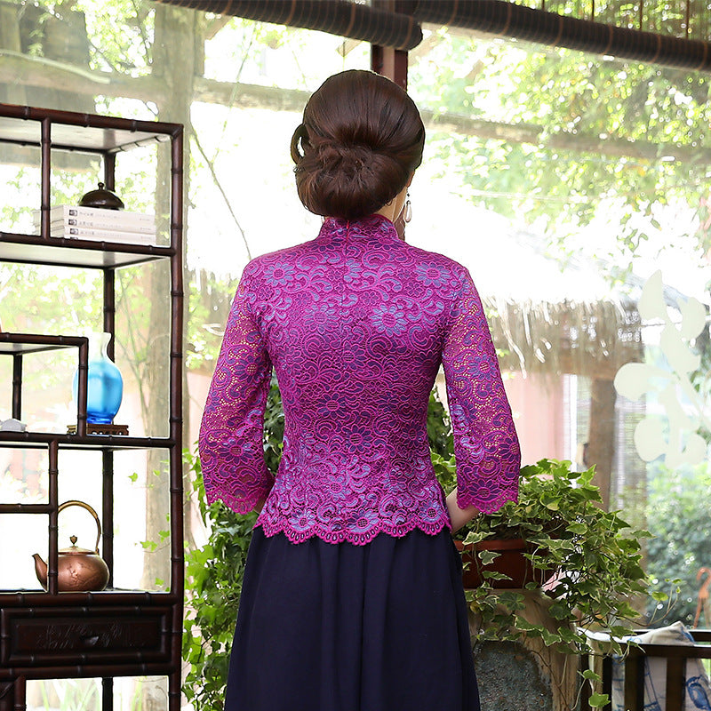 Top de mujer cheongsam traje Tang