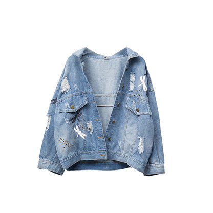 Oversized decal denim jacket